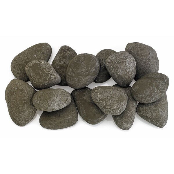 American Fire Glass Thunder Gray Lite Stones Set, 15 Stone Set - AFG-LSTONE-TG-15