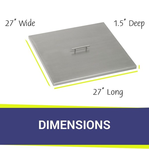 American Fire Glass 27 in x 27 in Stainless Steel Square Fire Pit Burner Cover - SS-CV-SQP-24