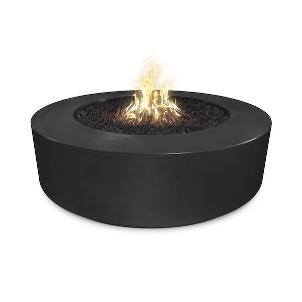 The Outdoor Plus 72 Round Florence Fire Pit, GFRC Concrete, Black, Plug & Play Electronic Ignition, Liquid Propane - OPT-FL72EKIT-BLK-LP