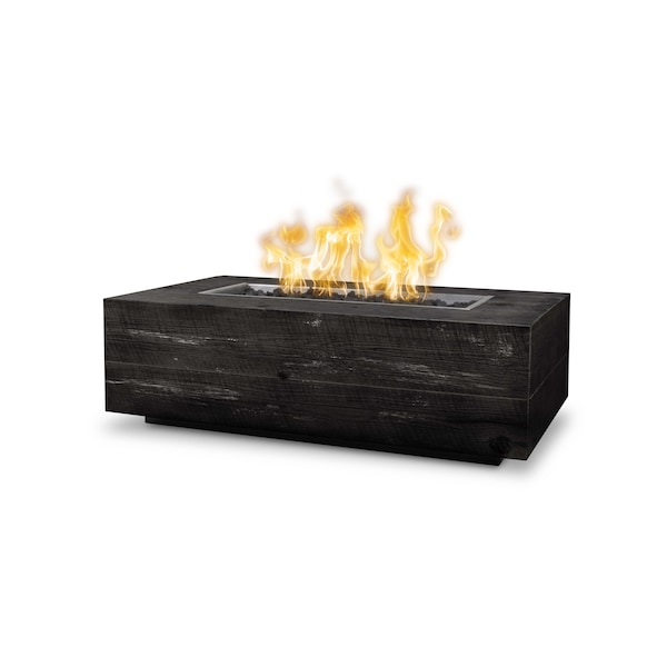 The Outdoor Plus 108 Rectangular Coronado Fire Pit, Wood Grain GFRC Concrete, Ebony, Liquid Propane - OPT-COR108E12V-EBN-LP
