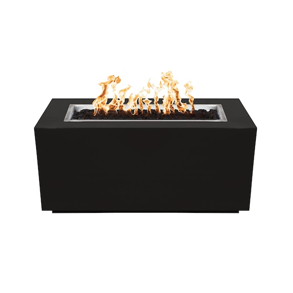 The Outdoor Plus 72 Rectangular Pismo Fire Pit, Powder Coated Metal, Black, Play Electronic Ignition, Liquid Propane - OPT-R7224PCREKIT-BLK-LP