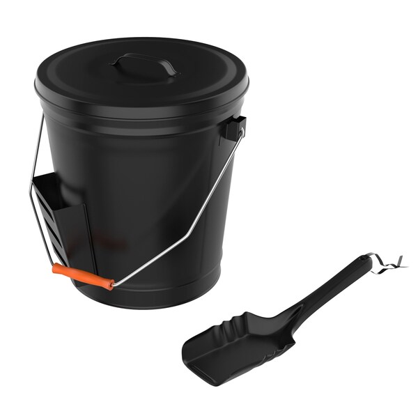 Pure Garden Metal Ash Bucket with Lid and Shovel - 50-210