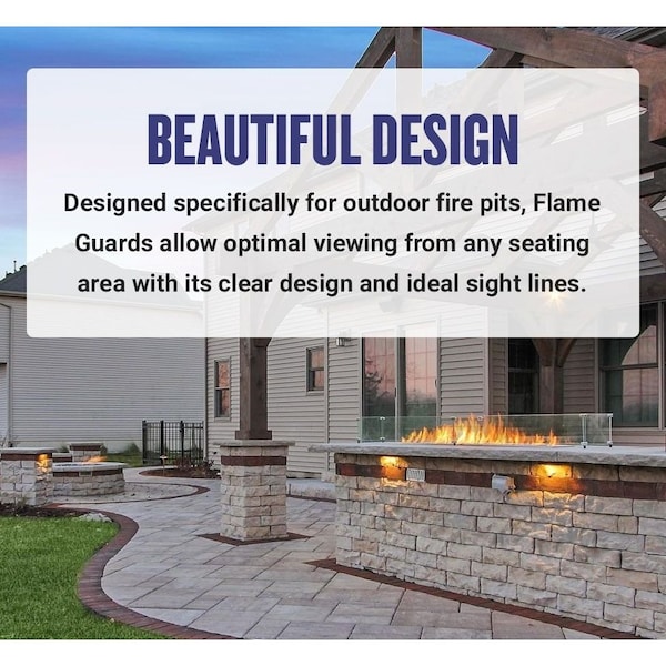 American Fire Glass 41.5 in x 11.5 in Linear Fire Pit Flame Guard - FG-LCB-36
