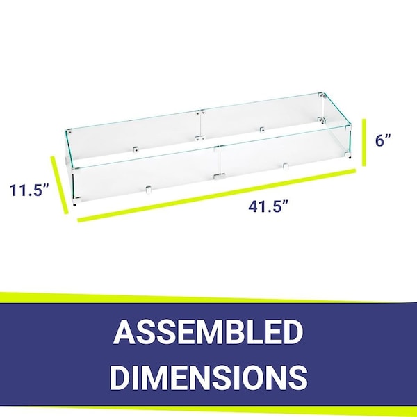 American Fire Glass 41.5 in x 11.5 in Linear Fire Pit Flame Guard - FG-LCB-36
