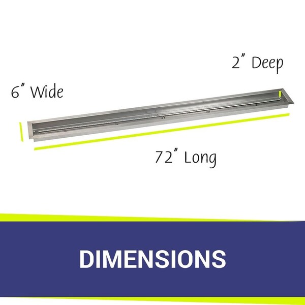 American Fire Glass 72 in x 6 in Stainless Steel Linear Drop-In Fire Pit Pan - SS-LCB-72