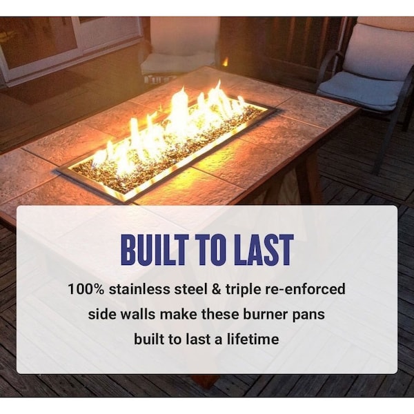 American Fire Glass 72 in x 6 in Stainless Steel Linear Drop-In Fire Pit Pan - SS-LCB-72