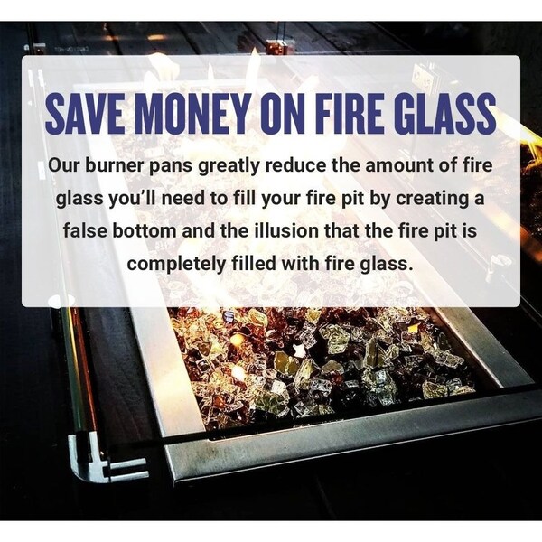 American Fire Glass 72 in x 6 in Stainless Steel Linear Drop-In Fire Pit Pan - SS-LCB-72
