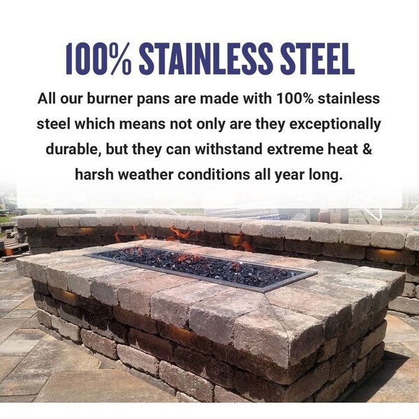 American Fire Glass 72 in x 6 in Stainless Steel Linear Drop-In Fire Pit Pan - SS-LCB-72