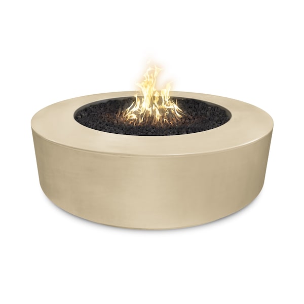 The Outdoor Plus 72 Round Florence Fire Pit - GFRC Concrete - Vanilla - Match Lit with Flame Sense - Natural Gas - OPT-FL72FSML-VAN-NG