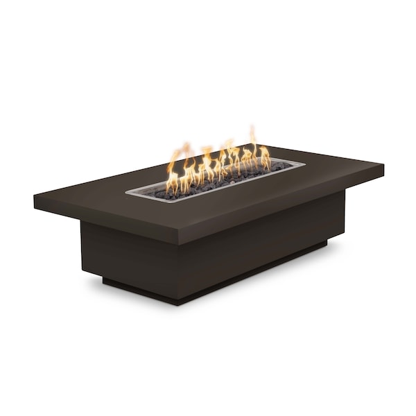 The Outdoor Plus 84 Rectangular Fremont Fire Table, Powder Coated Metal, Java, Play Electronic Ignition, Natural Gas - OPT-FRMPC8424EKIT-JAV-NG