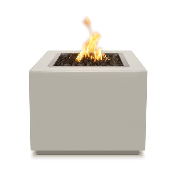The Outdoor Plus 60 Square Forma Fire Pit - Powder Coated Metal - Pewter - Match Lit - Natural Gas - OPT-60PCSQ-PEW-NG