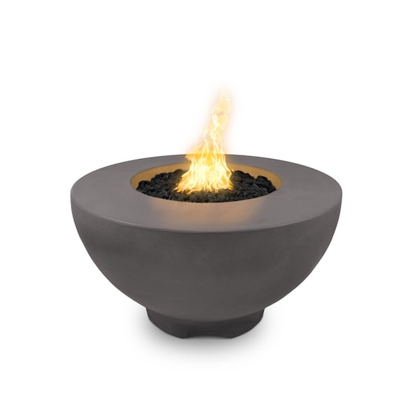 The Outdoor Plus 37 Round Sienna Fire Pit - GFRC Concrete - Chestnut - Match Lit - Liquid Propane - OPT-RF37-CST-LP