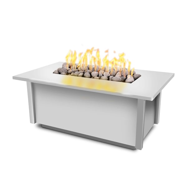 The Outdoor Plus 48 Rectangular Salinas Fire Table, Powder Coated Metal, White, Natural Gas - OPT-SALPC48E12V-WHT-NG