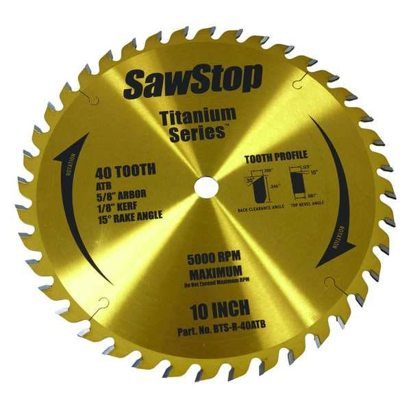 Sawstop 40-Teeth Circular Saw Blade, Wood - BTS-R-40ATB