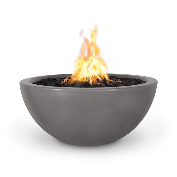 The Outdoor Plus 38 Round Luna Fire Bowl - GFRC Concrete - Natural Gray - Match Lit with Flame Sense - Natural Gas - OPT-LUNFO38FSML-NGY-NG