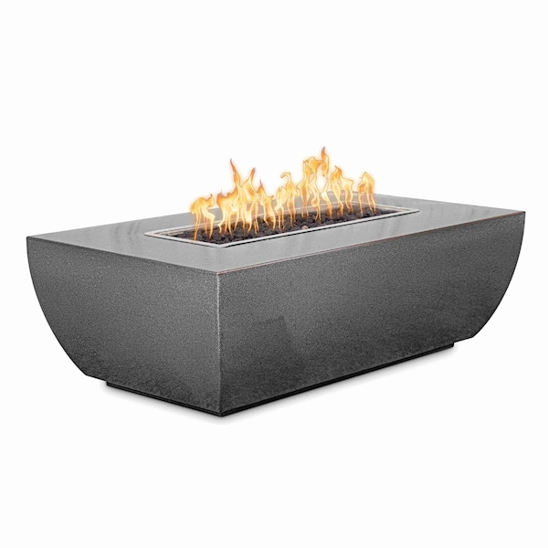 The Outdoor Plus 72 Rectangular Avalon Fire Pit - Powder Coated Metal - Silver Vein - Match Lit - Liquid Propane - OPT-AVLPC7215-SLV-LP