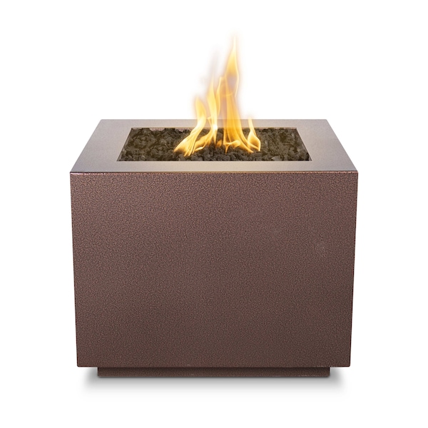 The Outdoor Plus 36 Square Forma Fire Pit, Powder Coated Metal, Copper Vein, Match Lit with Flame Sense, Liquid Propane - OPT-36PCSQFSML-CPV-LP