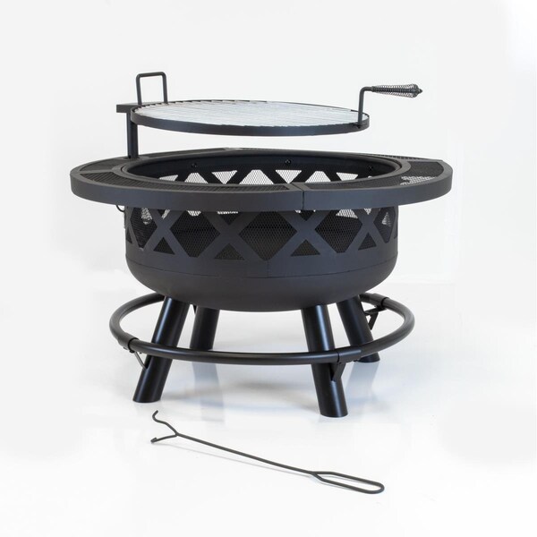 Outdoor Leisure 32 in. Round Up Fire Pit with Adjustable 20 in. Cooking Shelf - 5511