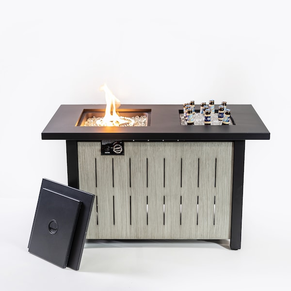 Deko Living 42 Inch Rectangular Outdoor 50,000 BTU Propane Firetable with Ice Bucket - COB10004