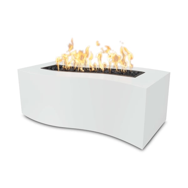 The Outdoor Plus 60 Rectangular Billow Fire Pit - Powder Coated Metal - White - Match Lit - Natural Gas - OPT-BLWPC60-WHT-NG