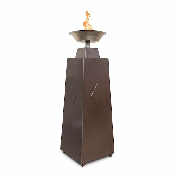 The Outdoor Plus 22 Square Granada Fire Tower, Powder Coated Metal, Silver Vein, Play Electronic Ignition, Liq. Propane - OPT-FTWR1EKIT-SLV-LP