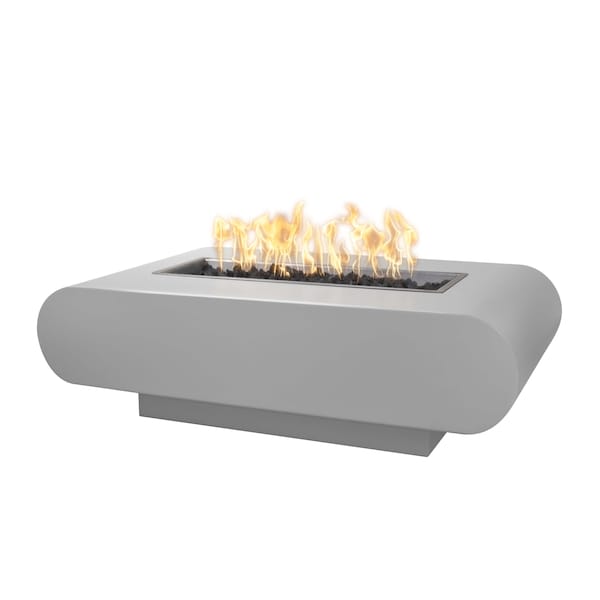 The Outdoor Plus 96 Rectangular La Jolla Fire Pit, Powder Coated Metal, Plug, Play Electronic Ignition, Natural Gas - OPT-LAJPC96EKIT-PEW-NG