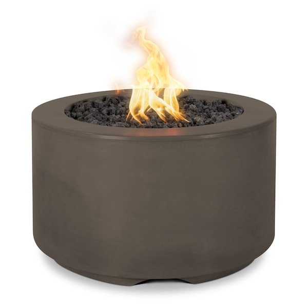 The Outdoor Plus 32 Round Florence Fire Pit, GFRC Concrete, Chocolate, Low Voltage Electronic Ignition, Liquid Propane - OPT-FL3218E12V-CHC-LP