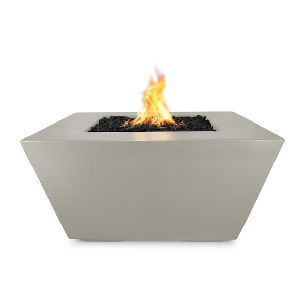 The Outdoor Plus 36 Square Redan Fire Pit - GFRC Concrete - Ash - Spark Ignition with Flame Sense - Natural Gas - OPT-RDN36FSEN-ASH-NG