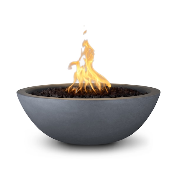 The Outdoor Plus 27 Round Sedona Fire Bowl - GFRC Concrete - Gray - Low Voltage Electronic Ignition - Natural Gas - OPT-27RFOE12V-GRY-NG