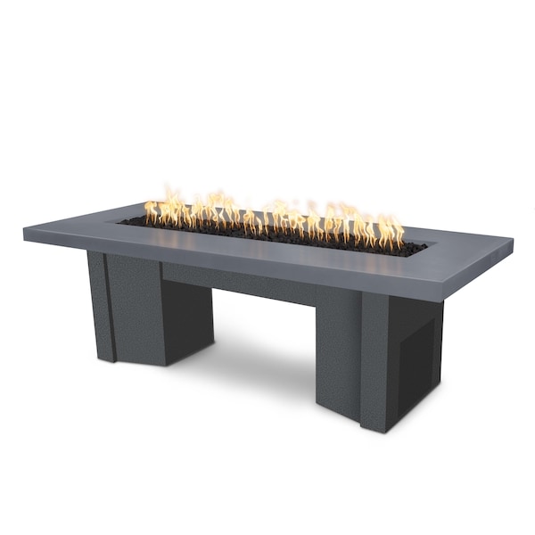 The Outdoor Plus 78 Alameda Fire Table Smooth Concrete, 110V Play Electronic Ignition, Gray Concrete Top, Liq. Propane - OPT-ALMGFRC78EKIT-GRY-SLV-LP