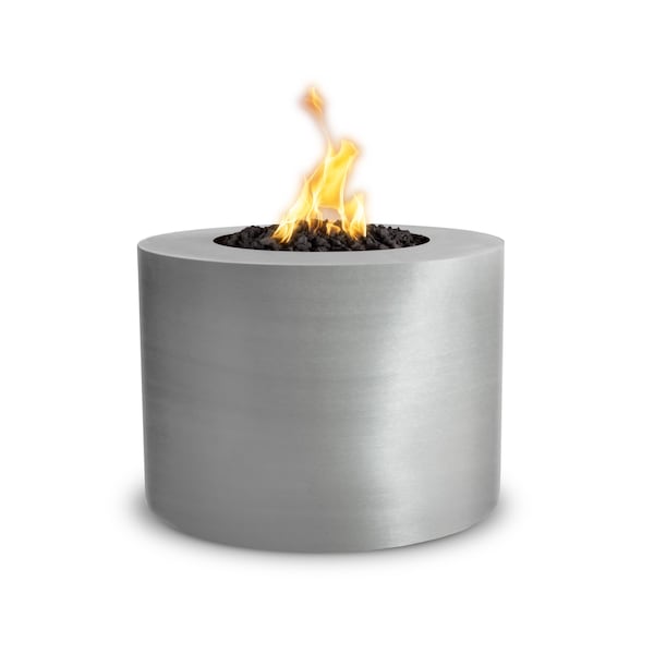 The Outdoor Plus 30 Round Beverly Fire Pit - Stainless Steel - Match Lit - Natural Gas - OPT-30RRSS-NG