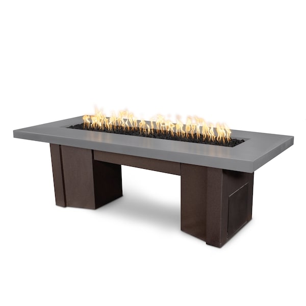 The Outdoor Plus 60 Alameda Fire Table Smooth Concrete, Match Lit w/Flame Sense Sys., Natrual Gray Conc. Top, Nat. Gas - OPT-ALMGFRC60FSML-NGY-JAV-NG