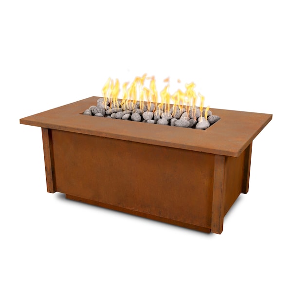 The Outdoor Plus 48 Rectangular Salinas Fire Table - Corten Steel - Match Lit with Flame Sense - Natural Gas - OPT-SALCS48FSML-NG