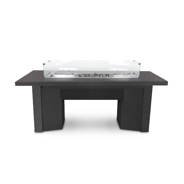 The Outdoor Plus 48 Rectangular Alameda Fire Table, Powder Coated Metal, Play Electronic Ignition, Liq. Propane - OPT-ALMPC48EKIT-SLV-LP