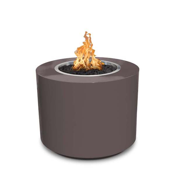 The Outdoor Plus 30 Round Beverly Fire Pit, Powder Coated Metal, Java, Low Voltage Electronic Ignition, Natural Gas - OPT-30PCBE12V-JAV-NG