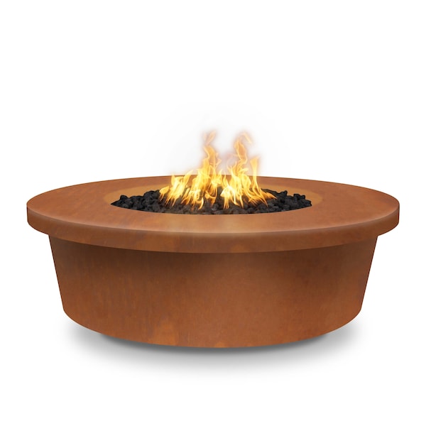 The Outdoor Plus 48 Round Tempe Fire Pit - Corten Steel - Low Voltage Electronic Ignition - Liquid Propane - OPT-TEMCS48E12V-LP