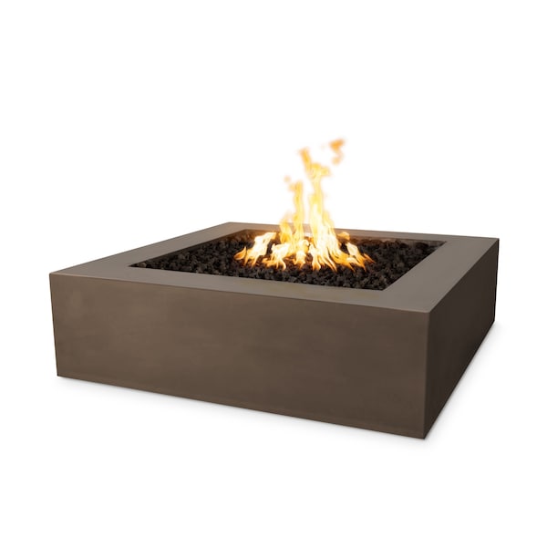 The Outdoor Plus 42 Square Quad Fire Pit, GFRC Concrete, Chocolate, Low Voltage Electronic Ignition, Liquid Propane - OPT-QD42EKIT-CHC-LP