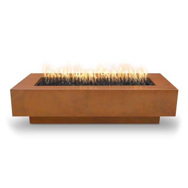 The Outdoor Plus 72 Rectangular Coronado Fire Pit - Corten Steel - Plug & Play Electronic Ignition - Liquid Propane - OPT-CORCS72EKIT-LP