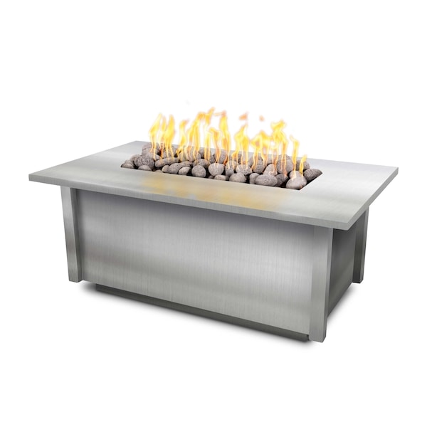 The Outdoor Plus 60 Rectangular Salinas Fire Table - Stainless Steel - Match Lit - Natural Gas - OPT-SALSS60-NG