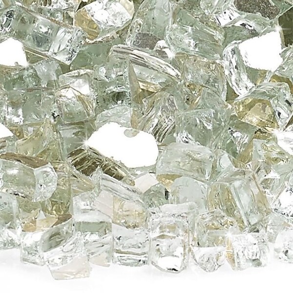 American Fire Glass 1/2 in Platinum Reflective Fire Glass, 10 Lb Bag - AFF-PLATRF-12-10