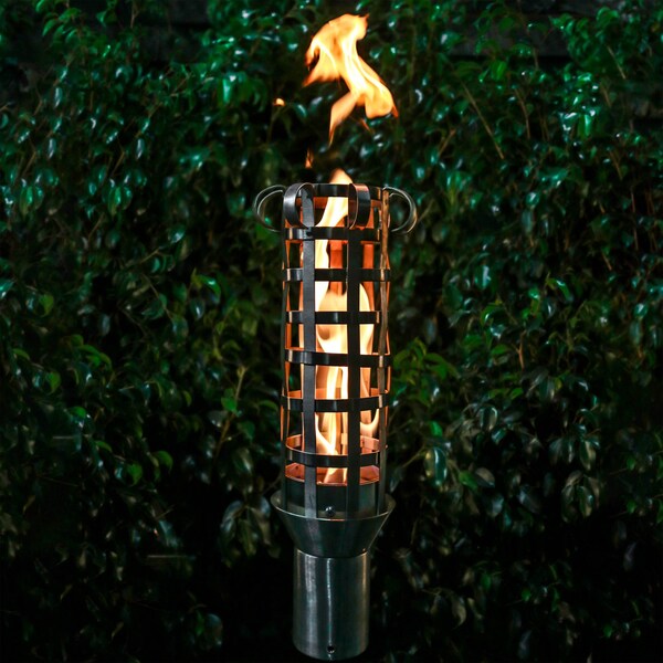 The Outdoor Plus Woven Torch with Original TOP Torch Base - Stainless Steel - OPT-TT16M