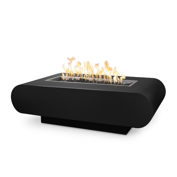 The Outdoor Plus 84 Rectangular La Jolla Fire Pit - Powder Coated Metal - Black - Match Lit - Natural Gas - OPT-LAJPC84-BLK-NG