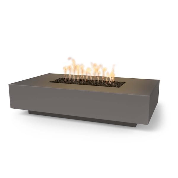 The Outdoor Plus 90 Rectangular Cabo Fire Pit - GFRC Concrete - Chestnut - Match Lit with Flame Sense - Natural Gas - OPT-CBLN90FSML-CST-NG