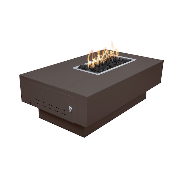 The Outdoor Plus 60 Rectangular San Juan Fire Pit, Powder Coated Metal, Java, Match Lit with Flame Sense, Liquid Propane - OPT-SANJPC60FSML-JAV-LP
