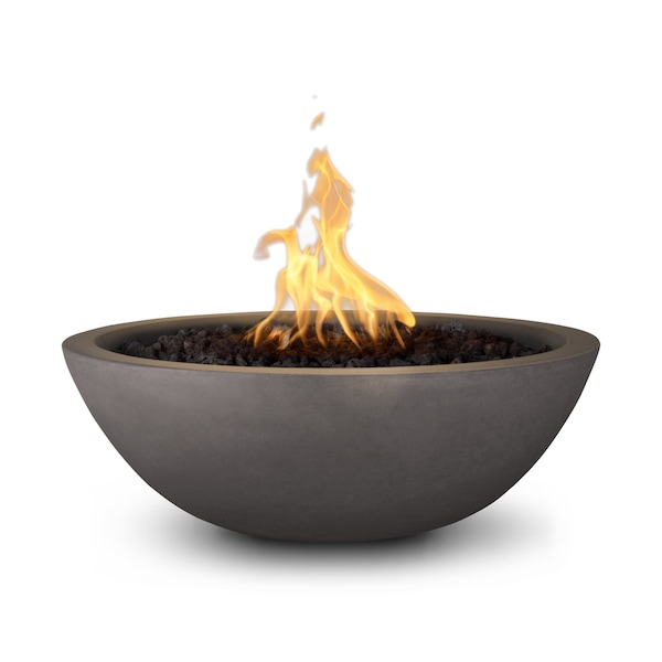 The Outdoor Plus 27 Round Sedona Fire Bowl, GFRC Concrete, Chestnut, Low Voltage Electronic Ignition, Liquid Propane - OPT-27RFOE12V-CST-LP