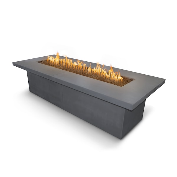 The Outdoor Plus 72 Rectangular Newport Fire Table, GFRC Concrete, Gray, Low Voltage Electronic Ignition, Natural Gas - OPT-NPTT72E12V-GRY-NG