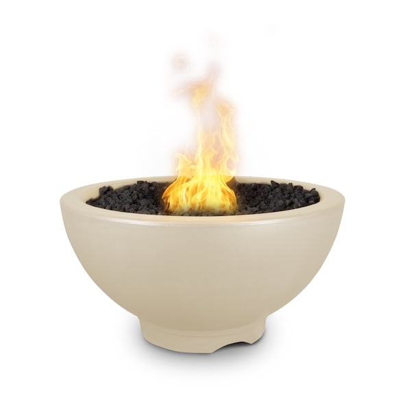 The Outdoor Plus 38 Round Sonoma Fire Pit - GFRC Concrete - Vanilla - Match Lit - Natural Gas - OPT-SONMA38-VAN-NG