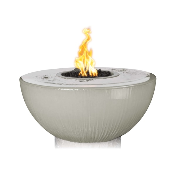 The Outdoor Plus 38 Round Sedona Fire & Water Bowl - GFRC Concrete - Ash - Match Lit - Natural Gas - OPT-38FW360-ASH-NG