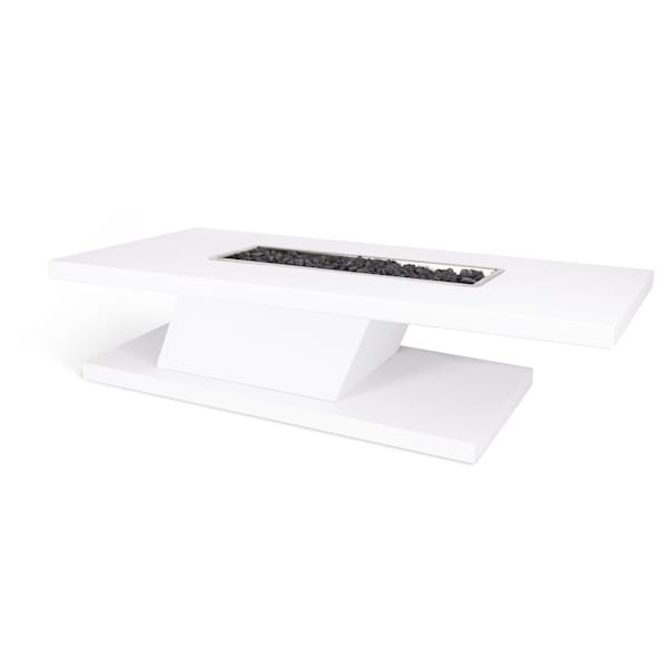 The Outdoor Plus 60 Rectangular Imperial Fire Table, Powder Coated Metal, Spark Ignition w/Flame Sense, Liq. Propane - OPT-IMPC6015FSEN-WHT-LP