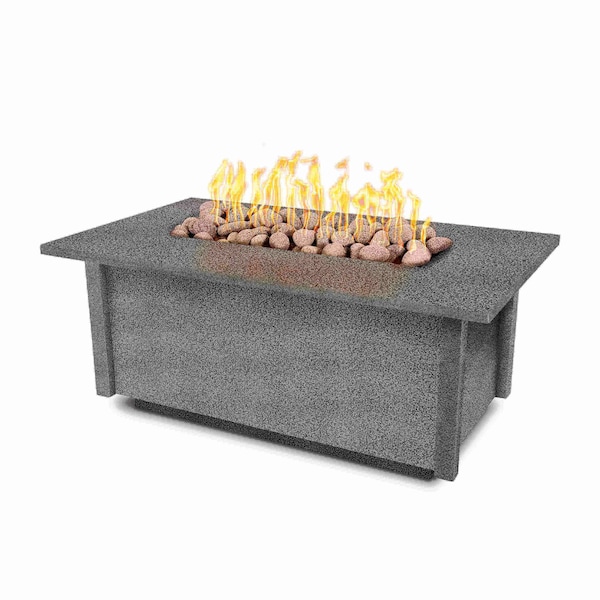 The Outdoor Plus 60 Rectangular Salinas Fire Table, Powder Coated Metal, Silver Vein, Match Lit w/Flame Sense, Nat. Gas - OPT-SALPC60FSML-SLV-NG